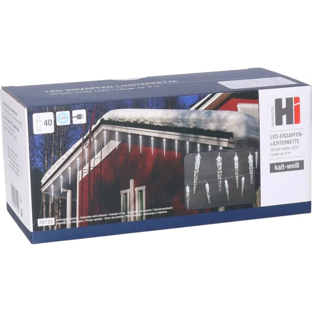 Hi Ijspegelverlichting - 40 led lampjes - helder/koel wit - 400 cm - buiten - lichtsnoer