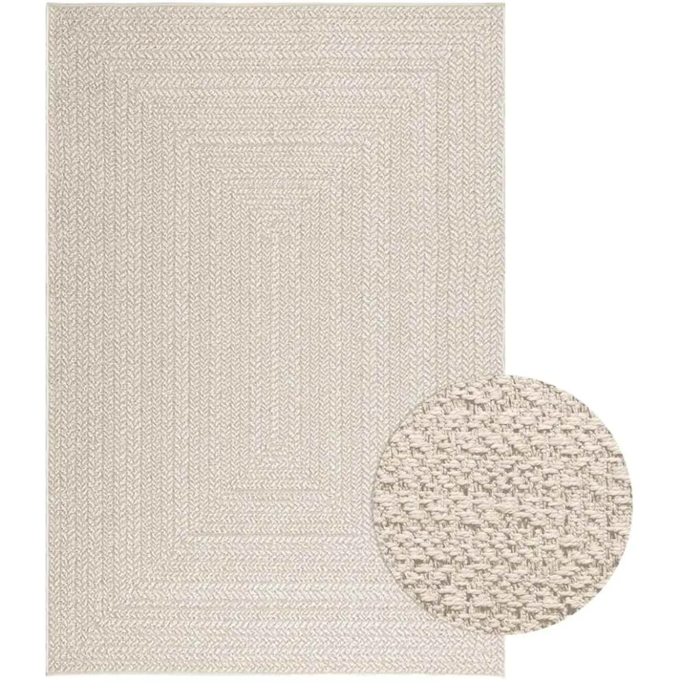 vidaXL Vloerkleed ZIZUR room binnen en buiten 140x200 cm jute look crème, foto 3