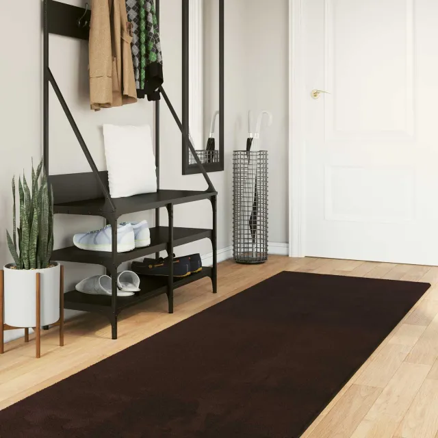 vidaXL Vloerkleed HUARTE Bruin 80 x 750 cm 100% Polyester Plat, foto 2