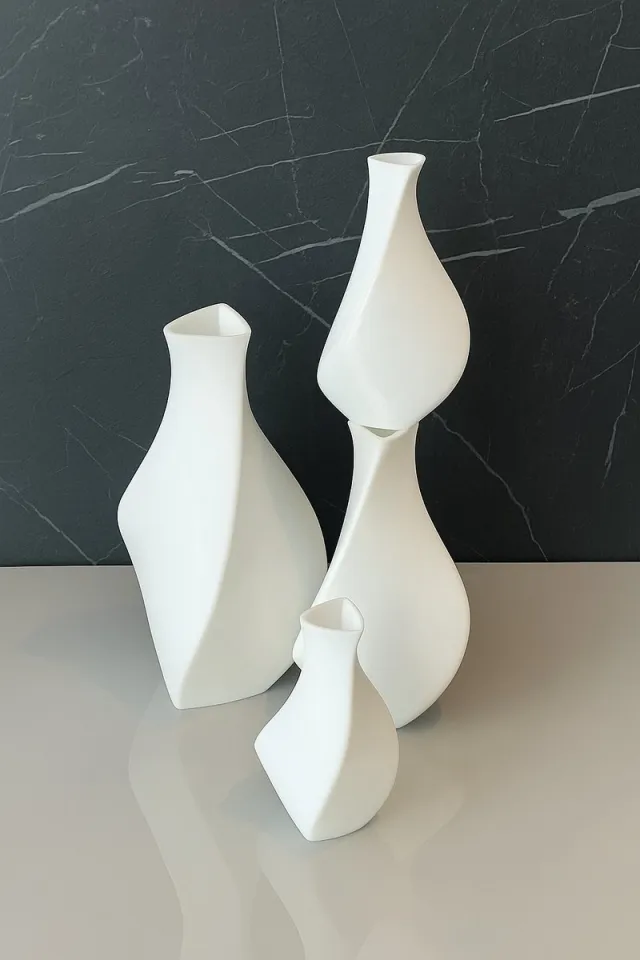 Studio Vaseo Flowa Wit – Set van 3 Moderne Vazen – 3D Geprint – Duurzaam PLA