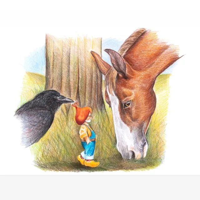 Kabouter Winslow en het paard - Canvas - 50 x 70 cm Multicolor