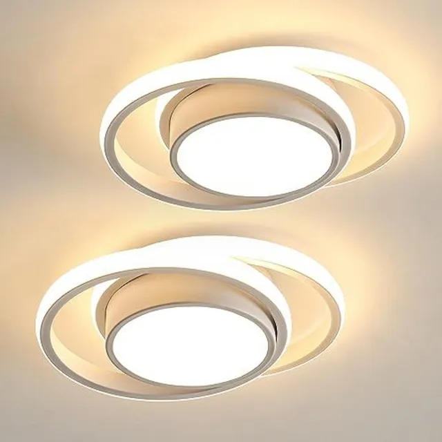 Haobosic Dubbele Ronde LED Plafondlamp - Zachte en Gelijkmatige Verlichting -【Set van 2】 White