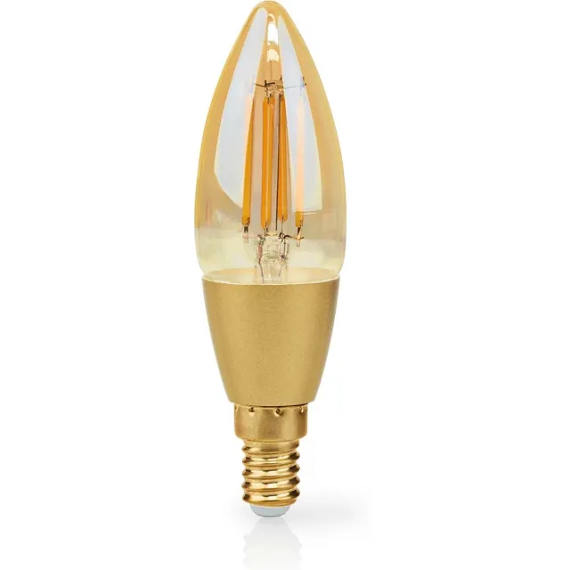 Nedis SmartLife LED Filamentlamp - Wi-Fi - E14 - 470 lm - 4.90 W - Warm Wit - 1800 - 3000 K - Glas - Android / IOS - Kaars - 1 Stuks