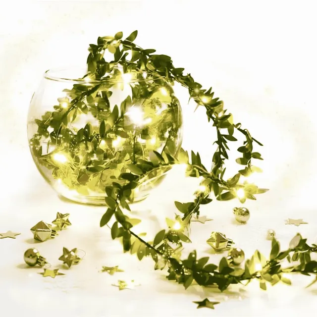Happy Happenings Klimop Lichtslinger - LED - Warm Wit - 3 Meter - 30 Lampjes - USB - Kunstplant Bladeren