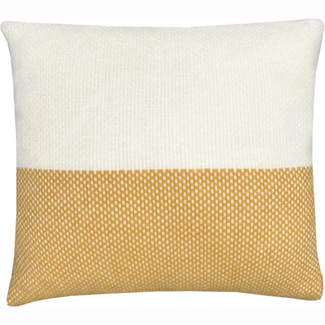 Malagoon Festivity wool cushion yellow offwhite square Offwhite, Geel, Zalmroze