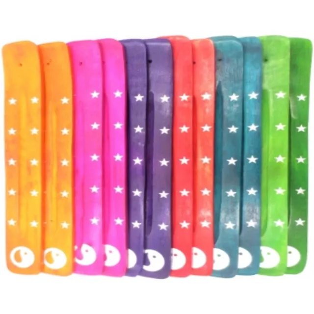 Siddhartha Webshop Wierookhouder Gekleurd Houten Plankje Yin Yang Rood