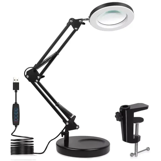 MV Labels Bureaulamp - Vergrootglas - Klem en voet - Warm / wit licht Zwart
