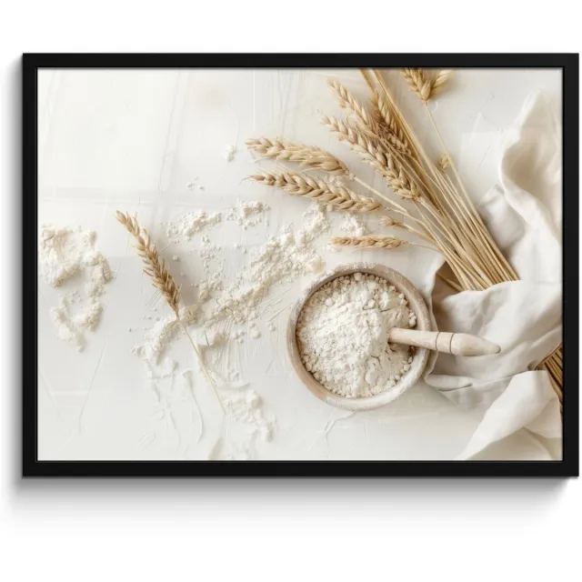 FrameYourWall Fotolijst inclusief poster - Posterlijst 70x50 cm - Posters - Bloem - Hout - Tarwe - Foto in lijst - Keuken decoratie muur - Wanddecoratie accessoires - Muurdecoratie - Schilderijen Bloem - Tarwe