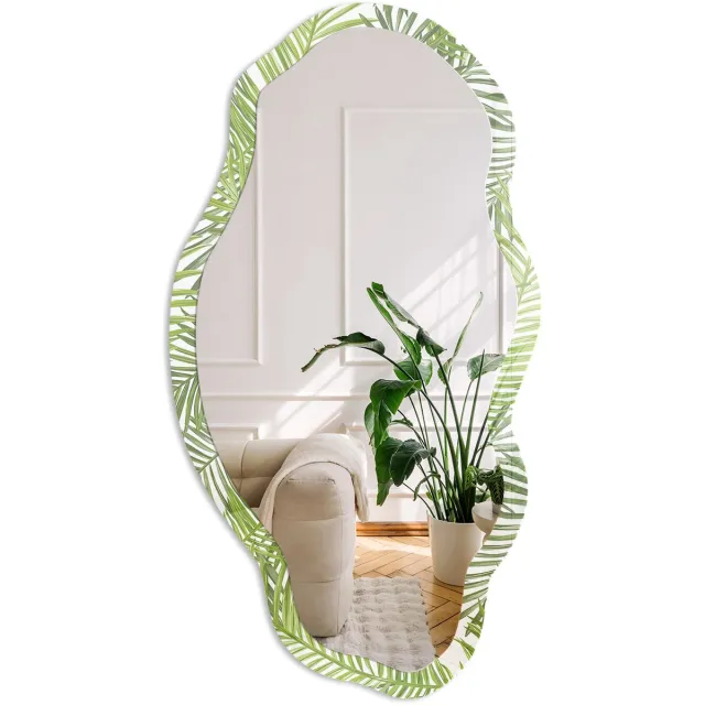 Coloray Tropische Bladeren Spiegel - Groen Elegante Rechthoekige Wandspiegel - Organische Spiegel - Woonkamer - Botanisch - 45x90 cm - Totale afmeting 52x97 cm Tropische Bladeren, Groen
