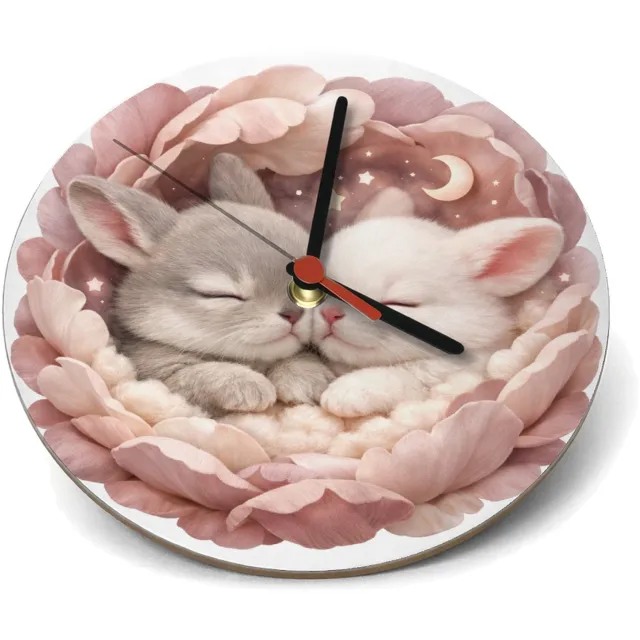 Mr Cadeautjes Klok rond Ø 19 - design Een sprookjesachtige close-up met een dierlijk hoofdonderwer | cadeau Wit