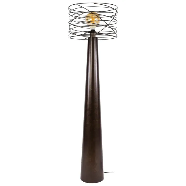 Nest of Nora Vloerlamp Fenu - Conische voet met open draadkap - Urban bruin
