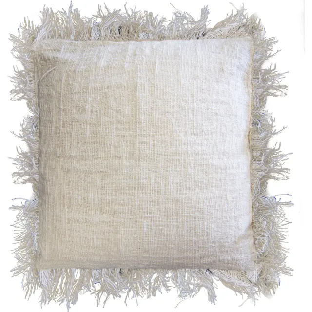 Ancient Wisdom Linnen Kussenhoes Met Franjes - Beige - 60x60cm - 100% Linnen - Sierkussenkoes - Kussenhoes Bank
