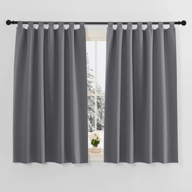 Famanu Verduisterende gordijnen met lussen, warmte- koude-isolerende thermische gordijnen, geschikt voor woonkamer en slaapkamer, 2 stuks, 140x145 cm, grijs
