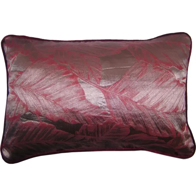 A&E Originals Kussen satijn Leaves Aubergine - 40 x 60 cm