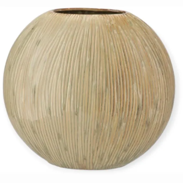 DK design Daan Kromhout - Vaas - Sifan - Groen - Creme - Ovaal - 32x13x31cm - Keramiek Groen Creme