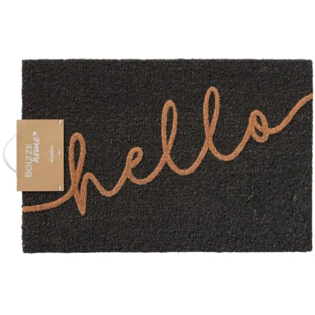 Boltze Deurmat - Schoonloopmat - Hello - Kokos - 60x40cm Black