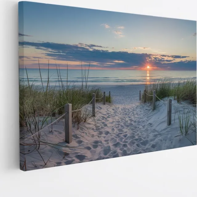 Saammp Canvas Schilderij - Pad naar de Zee tussen het helmgras - Strand - 40x30 - Foto op canvas - Wanddecoratie - muurdecoratie Woonkamer - Slaapkamer decoratie - Canvas Print Multicolor