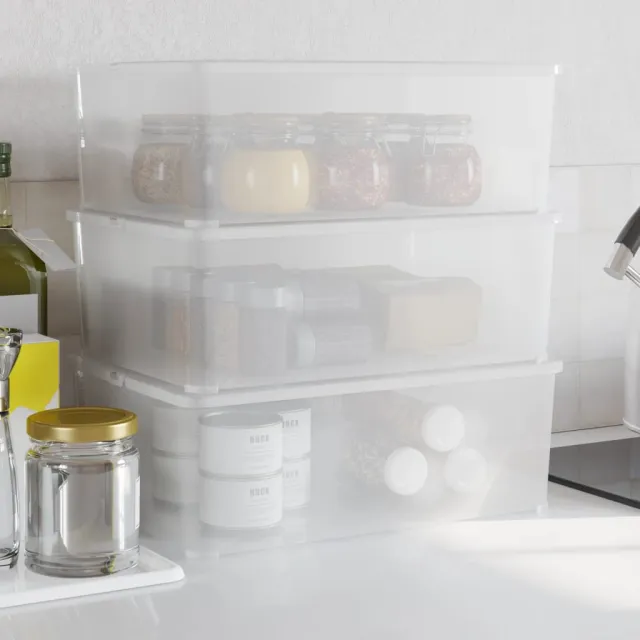 vidaXL Opbergboxen kunststof 3 st stapelbaar 10 Transparent