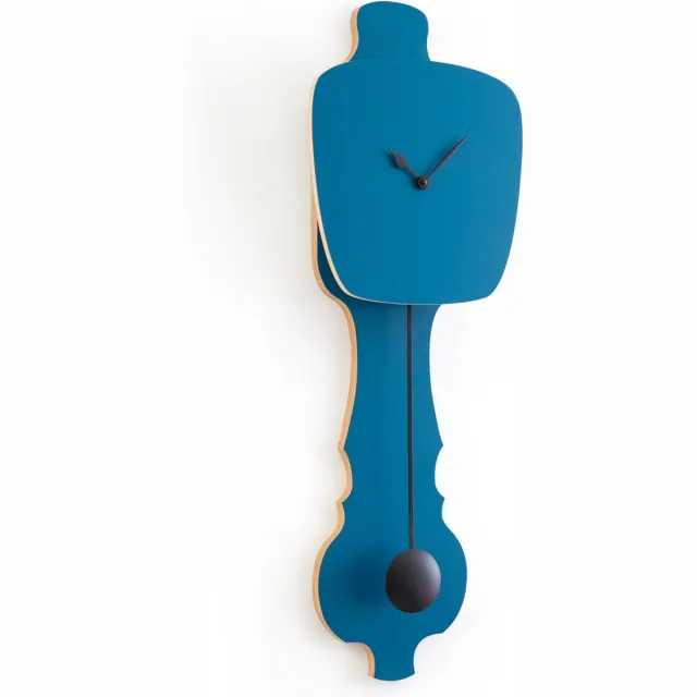 Kloq Wandklok met Pendule - Batterijen Inbegrepen - Wanddecoratie - Quartz Beweging - Niet-Tikkend Batterij Aangedreven - Petrol Blauw en Diep Zwart - Groot Petrol Blauw en Zwart