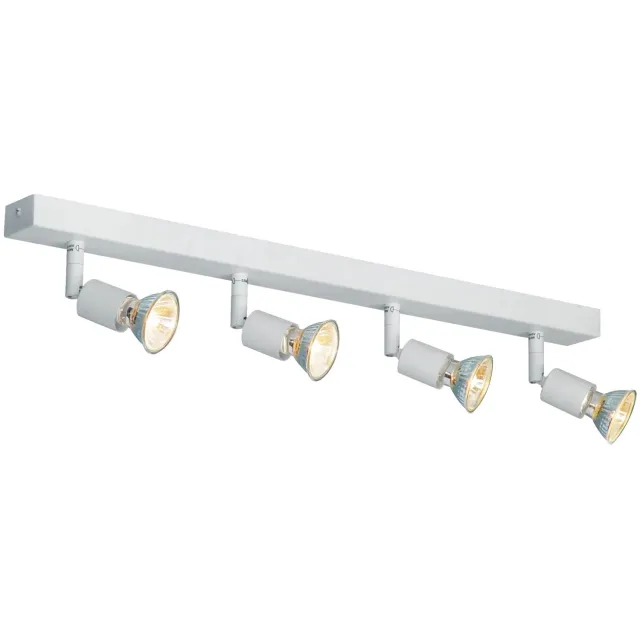 Fantasia Rune plafondlamp met 4 richtbare GU10-spots, wit metaal, 550 x 45 x 150 mm, IP20, excl. lichtbron