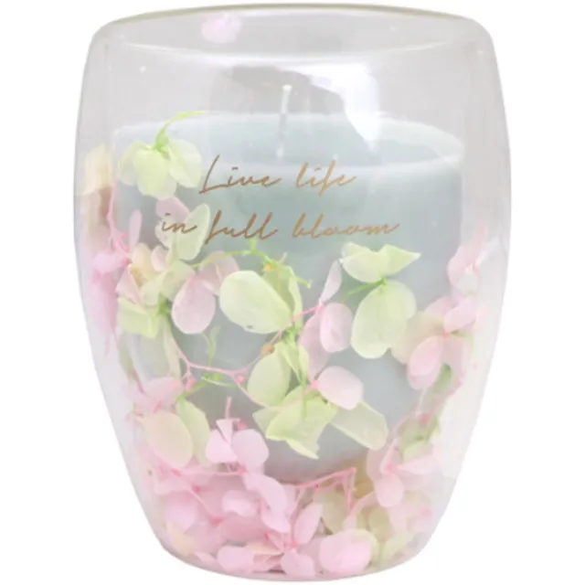 My Flame Sojakaars in dubbelwandig theeglas - LIVE LIFE IN FULL BLOOM - Geur: Jasmine Luxe - Maat: D8 x H11,5 cm - Branduren: 50u Groen