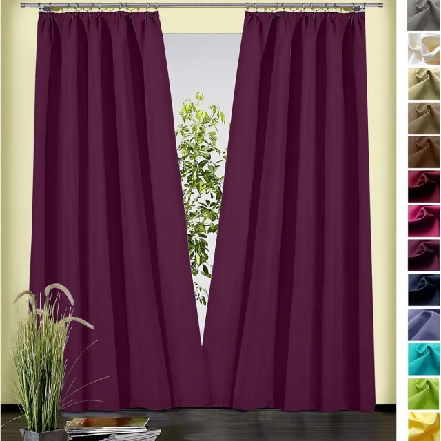 Type625 decoratief gordijn katoen effen ondoorzichtig gordijn rucheband gordijn paars aubergine HxB 230x135 Type625