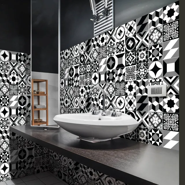 Ambiance Sticker Zelfklevende tegelmuurstickers voor keuken en badkamer - 30 Azulejos Agustina tegelstickers - 30 stickers 10x10cm Multi color