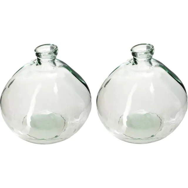 Atmosphera bloemenvaas - 2x - Genua - Organische bol fles vorm - glas - H22 x D21 cm Transparant