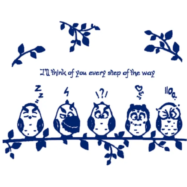 Muursticker Uilen donkerblauw