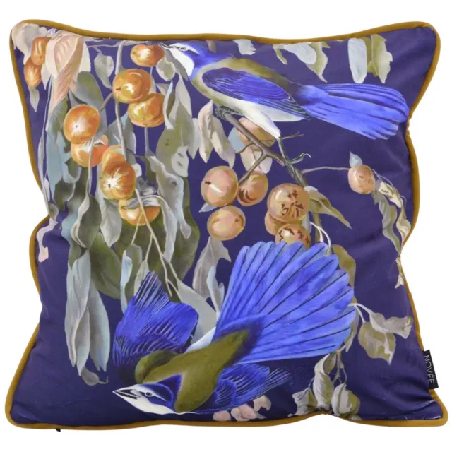 NOVÉE Sierkussen Midnight Birds | 45 x 45 cm | Velvet/Polyester Blauw