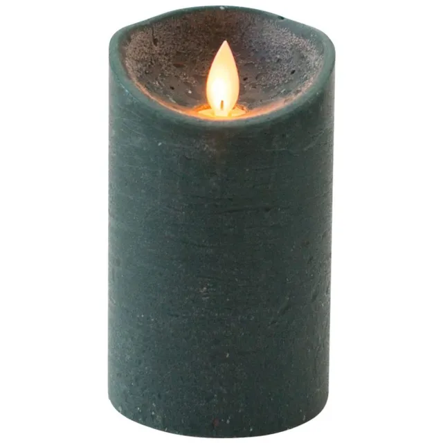 Anna's Collection Led kaars/stompkaars - 3x - antiek groen - H12,5 x D7,5 cm - wax - bewegende vlam