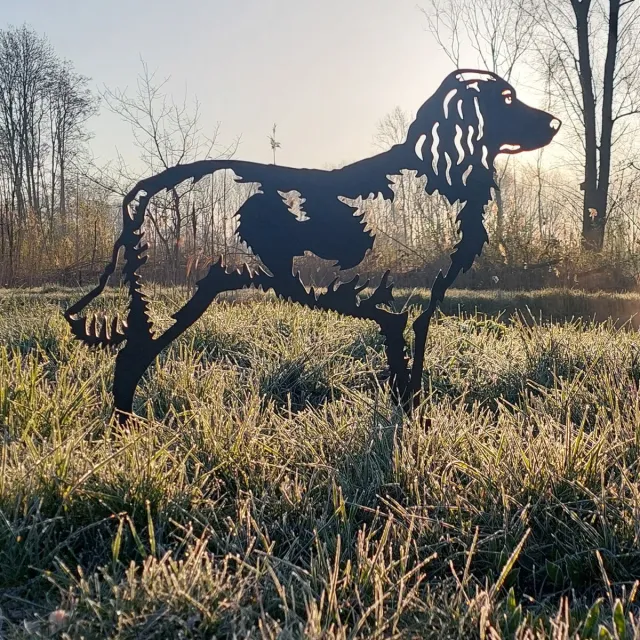 rusty friends Münsterlander- Heidewachtel - Drentsche Patrijs - silhouet hond - cortenstaal - NL product munsterlander