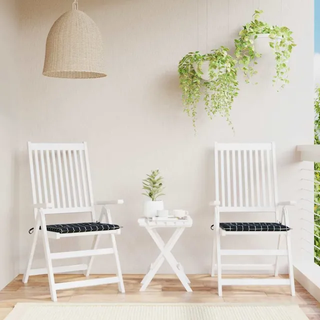 vidaXL Tuinstoelkussens 2 st ruitpatroon 40x40x3 cm stof zwart Meerkleurig