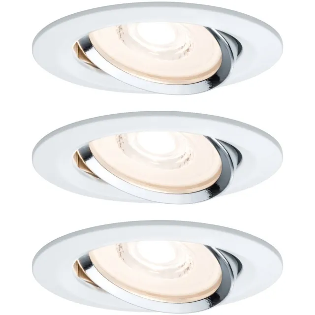 Paulmann Premium LED-inbouwlamp Coin Basisset zwenkbaar rond 84 mm 50° Coin 3x6,8W 3x463lm 230V dimbaar 2700K Wit, Chroom