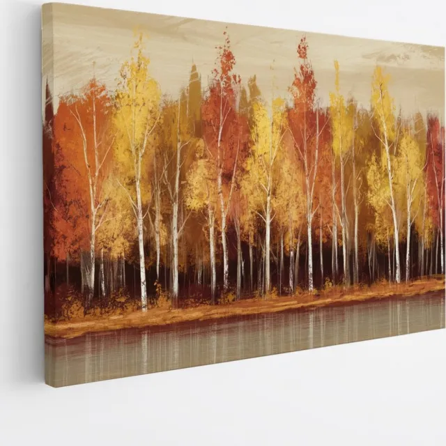Saammp Canvas Schilderij - Herfstbos - Abstract - Natuur - Landschap - 40x30 - Foto op canvas - Wanddecoratie - Muurdecoratie Woonkamer - Slaapkamer decoratie - Canvas Print Multicolor
