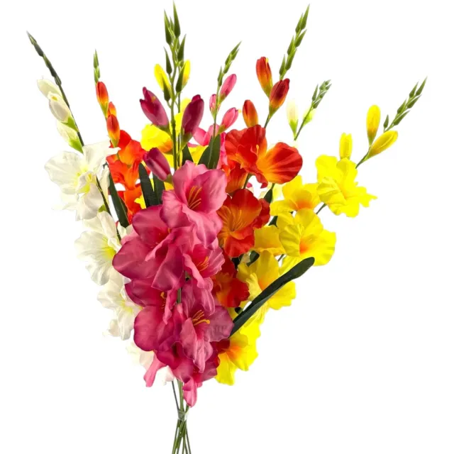 CHM Elegante Kunstgladiool – Bos van 8 Stelen in 4 Kleuren - 80 cm Magenta