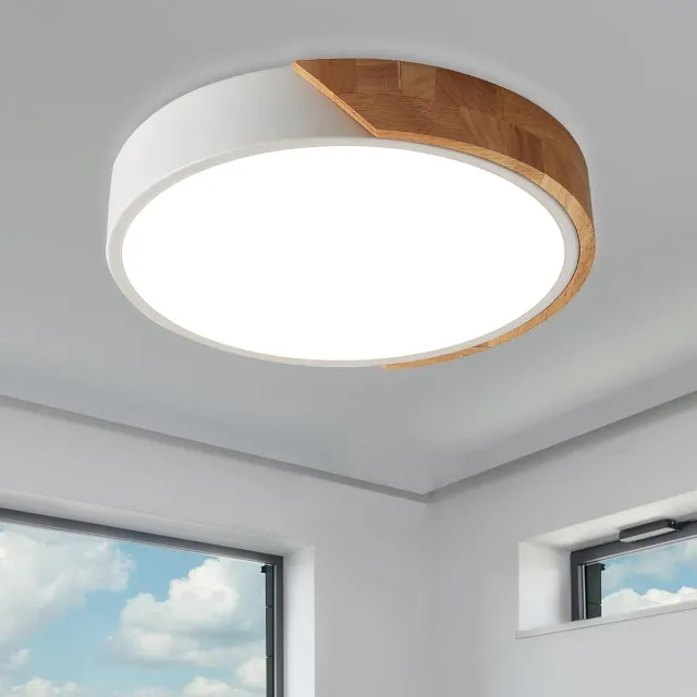 Ayangoods LED Plafondlamp - Moderne Verlichting voor Slaapkamer - Dimbaar - Energiezuinig - Strak Design Zwart
