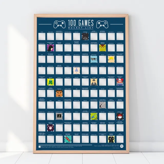 Gift Republic Bucketlist Scratch Poster - 100 Games Multi
