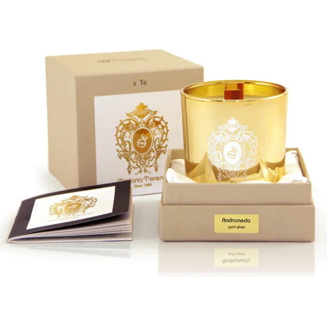 Tiziana Terenzi Andromeda (Geurkaars) | 170gr | 49 branduren | Luxe geurkaarsen | Goud glas | Interieur musthave | scented candle