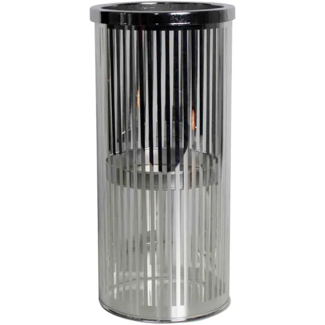 Mars & More Cilinder zilver streep - windlicht - 25 cm hoog