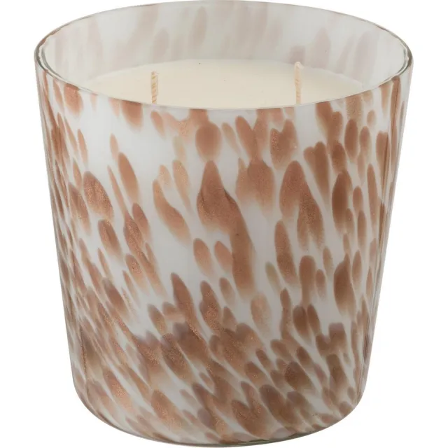 J-Line geurkaars Noa - Neon Night - glas - zwart/goud - small - 50U Wit - Goud