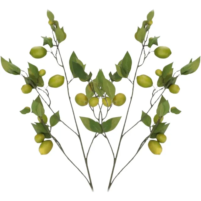 DK design Kunstbloem citrusfruit tak citroen - 2x - 135 cm - geel - losse steel - Kunst zijdebloemen