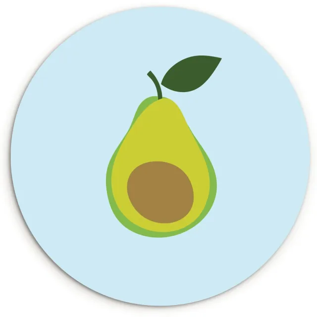 WallCircle Wandcirkel 150x150 cm - Muurcirkel Avocado - Illustratie - Groene - Vrucht - Muurdecoratie woonkamer - Wanddecoratie slaapkamer - Kamer decoratie accessoires - Ronde schilderijen