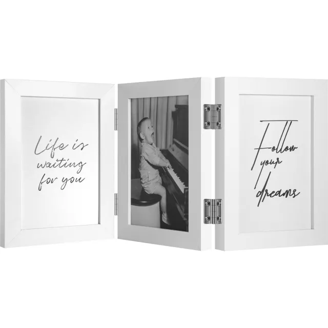 Henzo Fotolijst - Henzo - Piano Triple Swing Portrait - Collagelijst voor 3 foto's - Fotomaat 10x15 cm - Wit