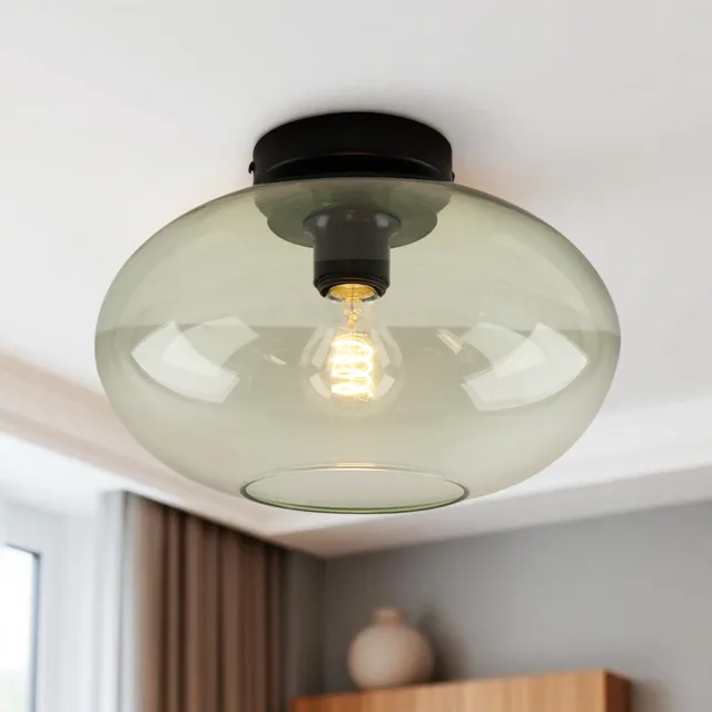 Olucia LUCA - Plafondlamp - Groen / Zwart - Vorm: Ovaal