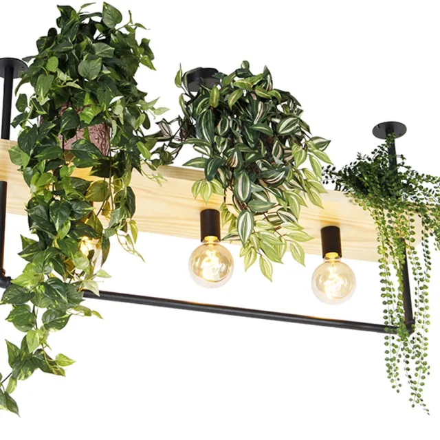 QAZQA shelf - Industriele Plafondlamp - 3 lichts - L 100 cm - Zwart - Industrieel - Woonkamer | Slaapkamer | Keuken