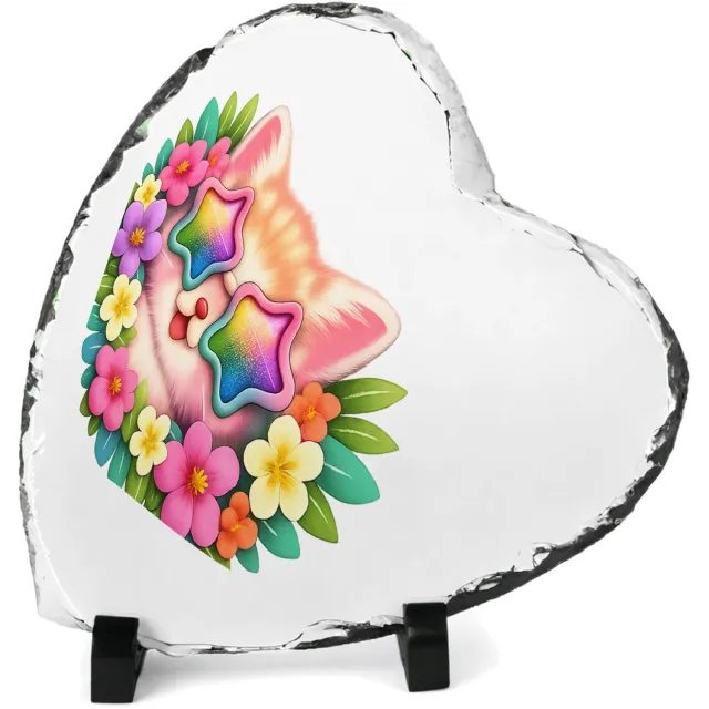 Mr Cadeautjes Leisteen hart 14 x 14 - design Een stoer en vrolijk fantasiedier als centraal badge-motief | cadeau Wit