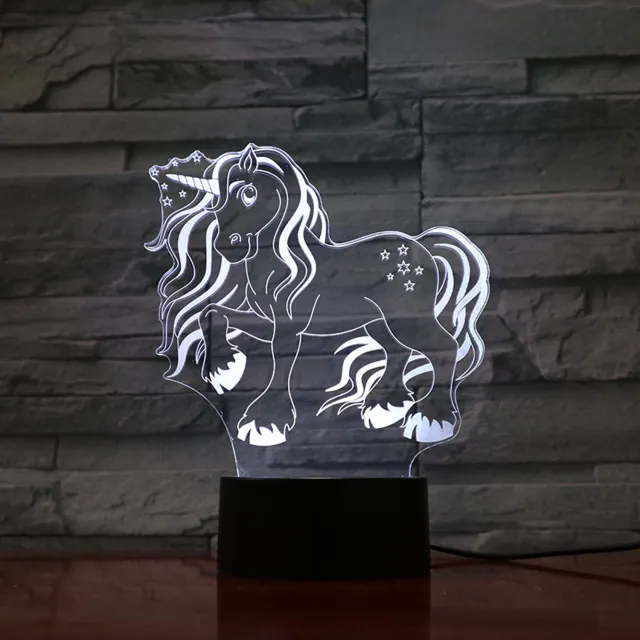 MC Living 3D Led Lamp Met Gravering - RGB 7 Kleuren - Unicorn