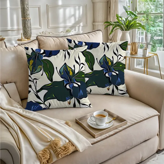 Boraboi Luxe Decoratieve Kussenhoezen set van 2 , Zachte Suède Touch- 40x40 cm -(Groen,Blauw,Wit)