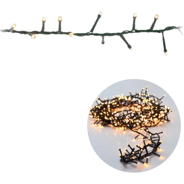 Cheqo Kerstboomverlichting - Micro Clusterverlichting - Kerstlampjes - Led Verlichting - Kerstverlichting voor Binnen en Buiten - Met Haspel - 1250 LED - 25 Meter - Met Timer - Extra Warm Wit